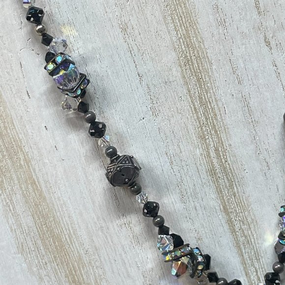 ARTISAN Handmade Murano Art Glass & Crystals Black AB Shimmer Sterling Dragonfly - Picture 3 of 8